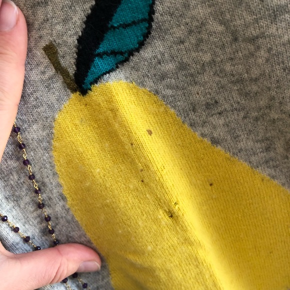 J.Crew M pear graphic pullover gray sweater long sleeve wool crew-neck knit - Picture 8 of 10